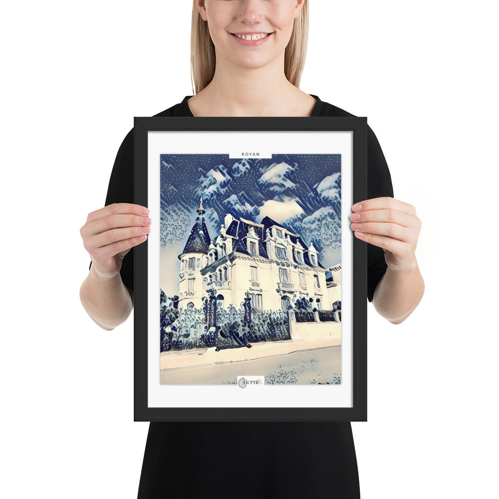 Affiche représentant une villa bourgeoise de Royan en style estampe japonaise.