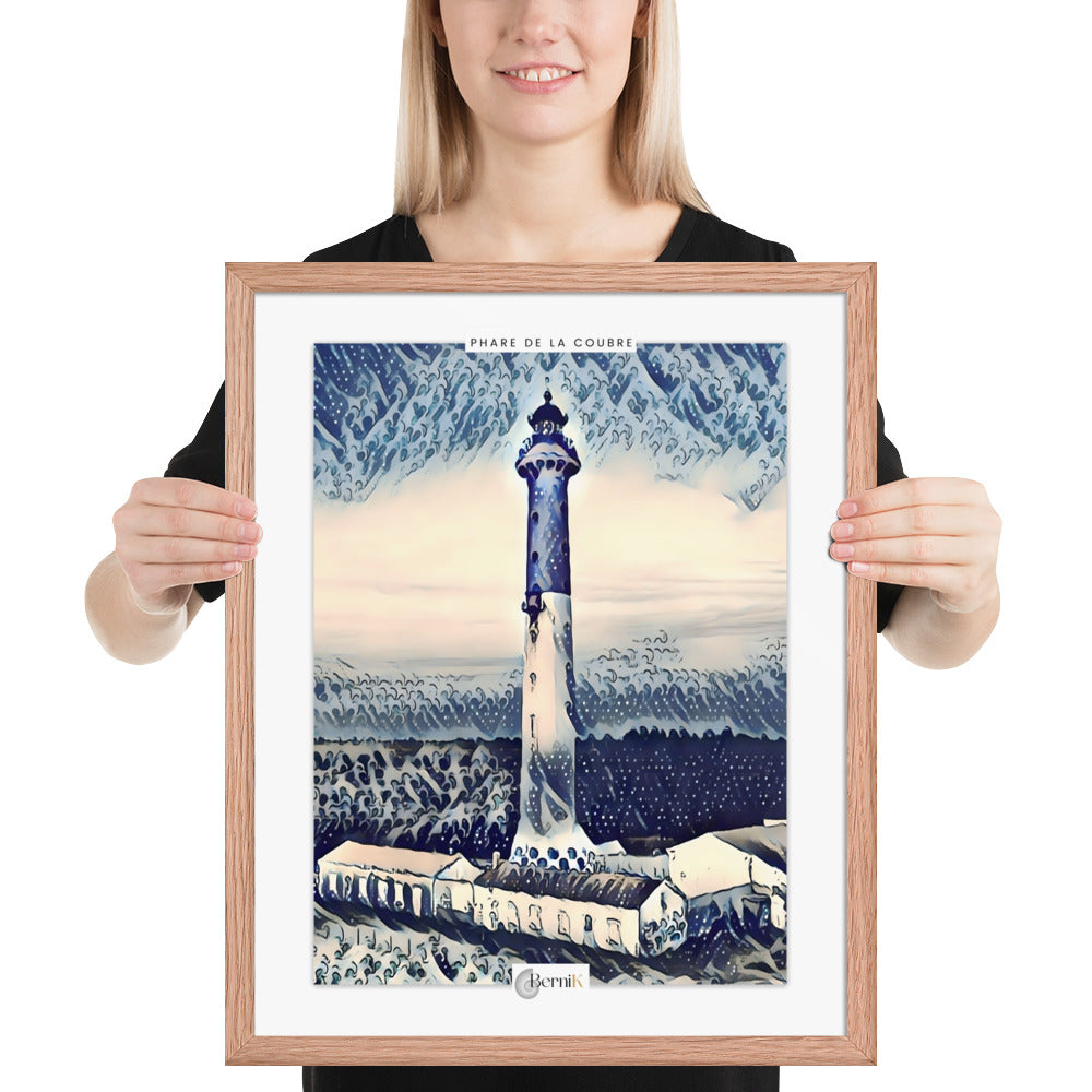 Illustration minimaliste du phare de la Coubre face à l’océan
