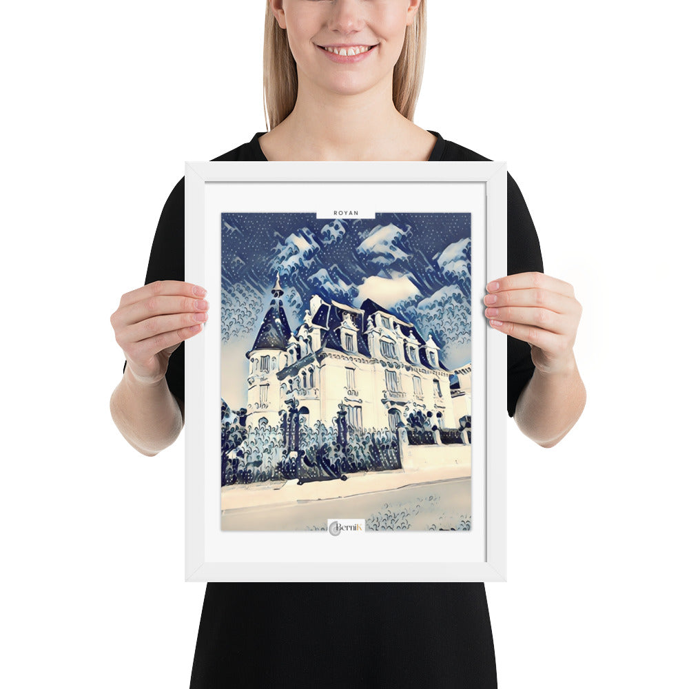 Illustration artistique des villas à Royan, inspirée des estampes japonaises.