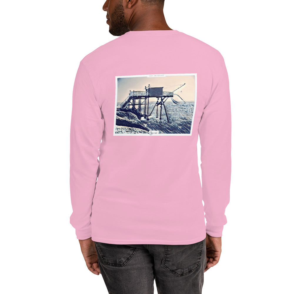 Tshirt unisexe en coton de qualite, orne d'une illustration carrelet style estampe japonaise bleue.