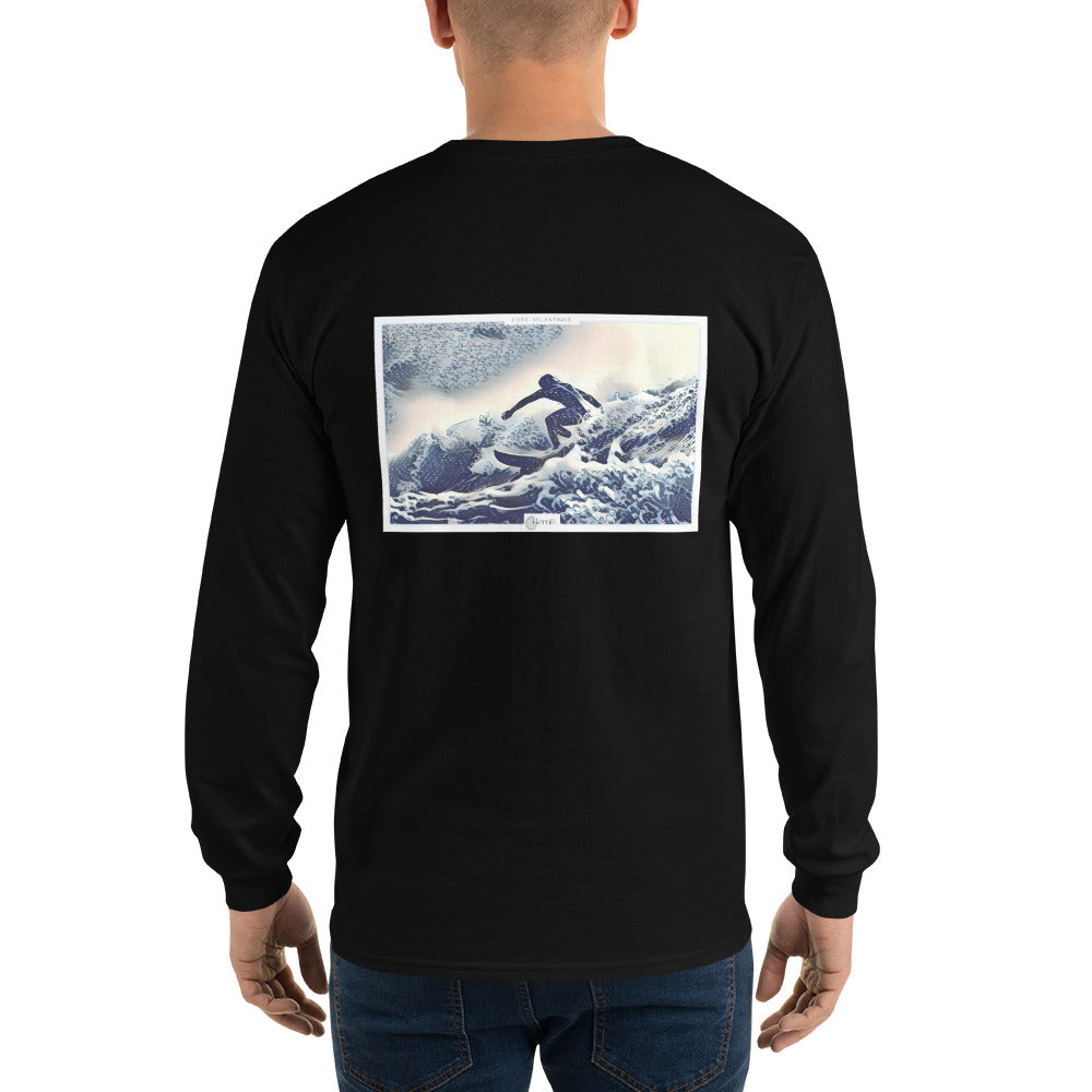 T-shirt à manches longues surfeur à Hossegor, mélange parfait entre passion pour le surf et design japonais intemporel.