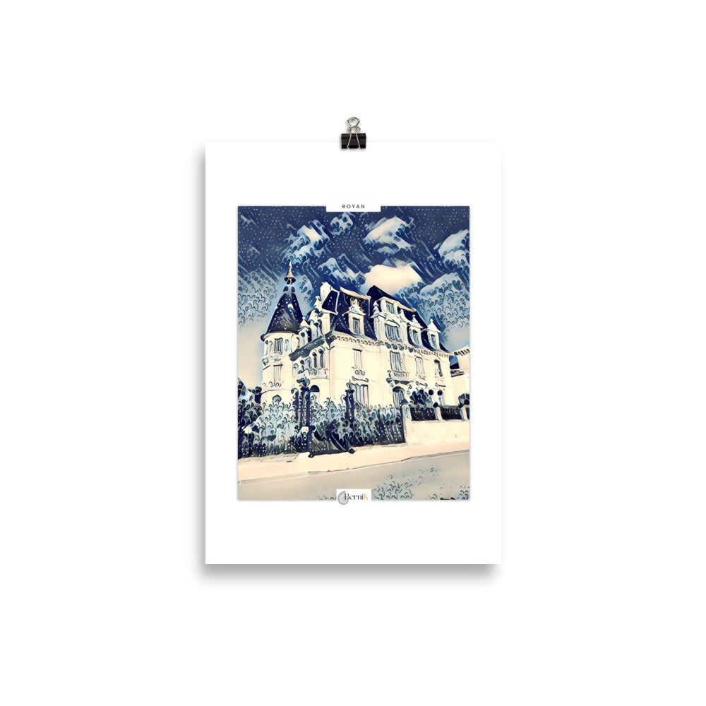 Affiche artistique représentant une villa Belle Époque sur la côte atlantique