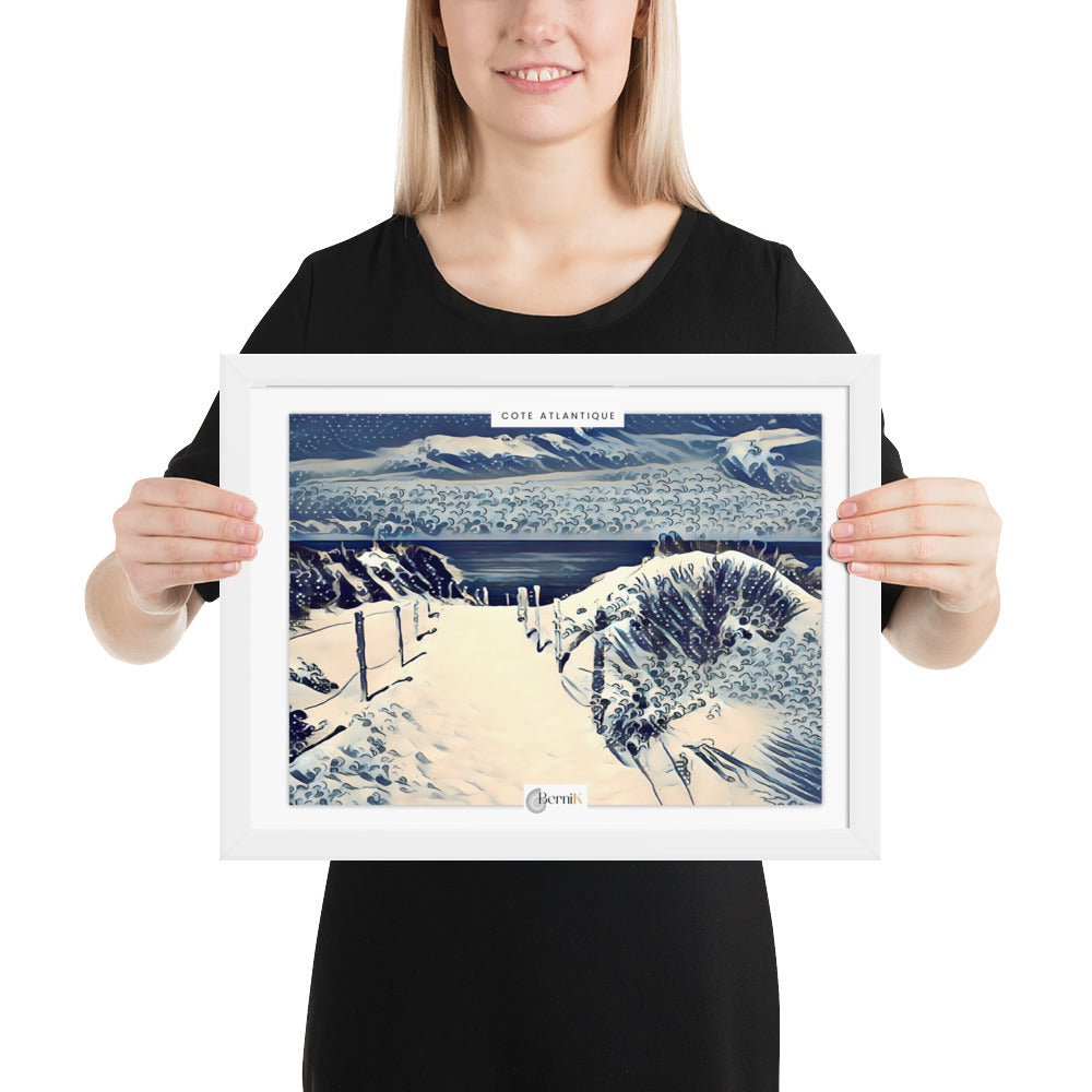 Vue aérienne des dunes de sable et de l’océan Atlantique