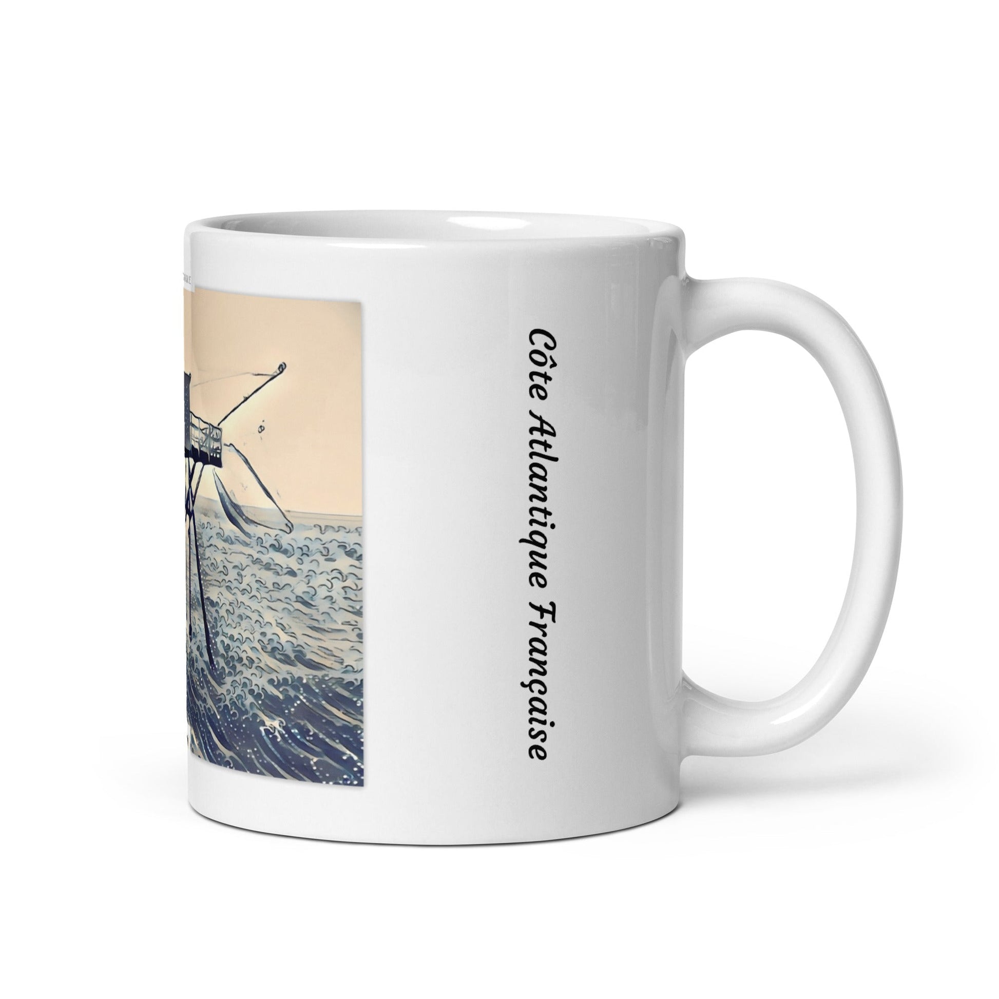 Mug original avec une illustration marine de carrelet, idéal pour les pauses café.