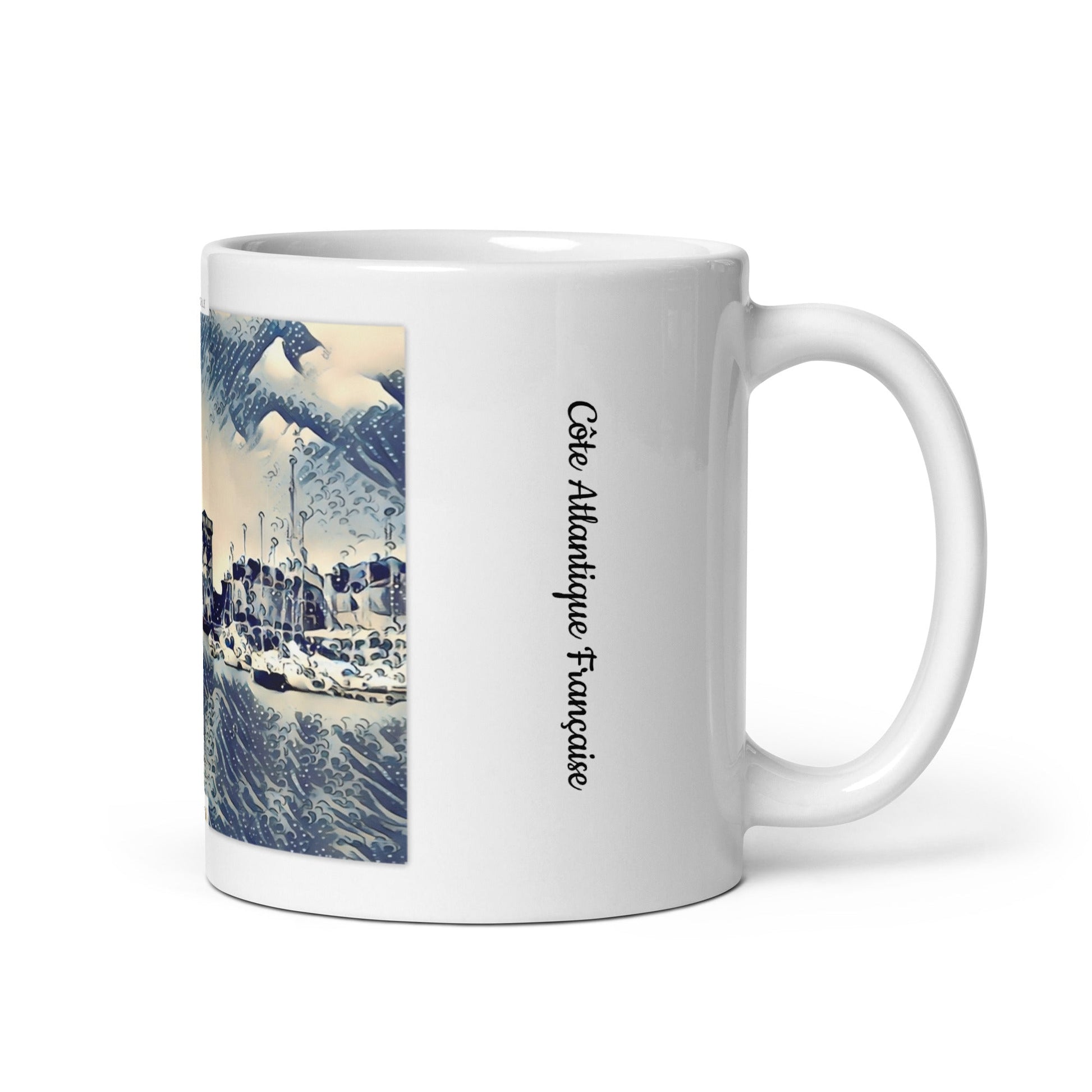 Vue artistique du vieux port de La Rochelle imprimée sur un mug élégant et durable.