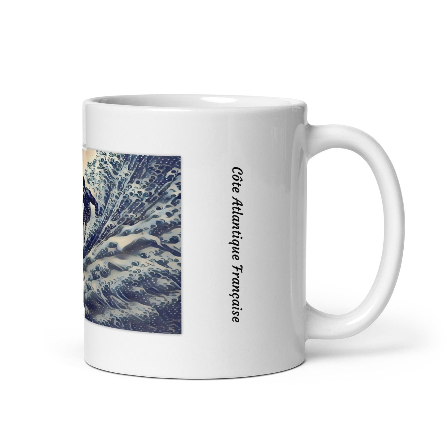 Mug surfeur à Cap Breton avec une illustration style estampe japonaise.