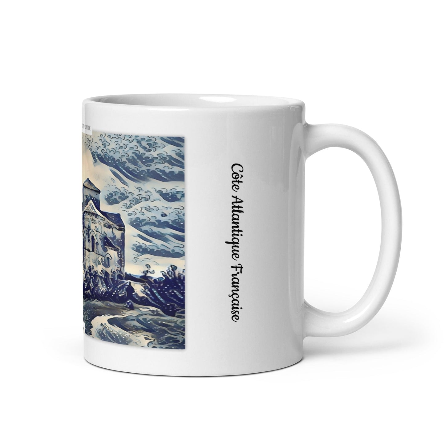 Mug illustré avec l’église de Talmont surplombant l’embouchure de la Gironde.