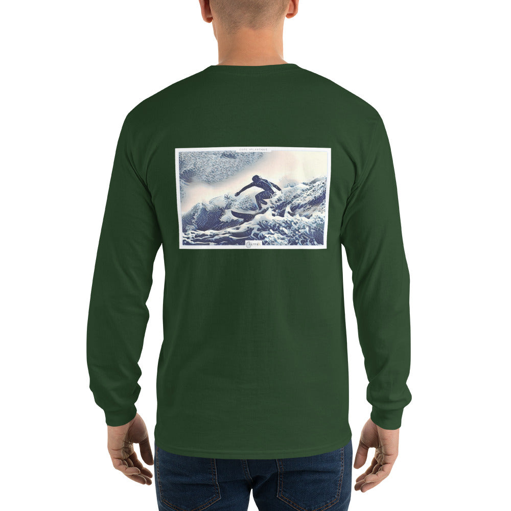 T-shirt surfeur à Hossegor avec illustration en estampe japonaise, un vêtement idéal pour les amateurs de surf et d'art.